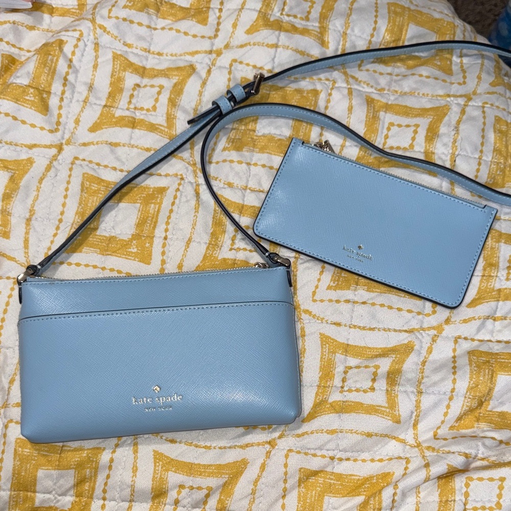 Kate Spade Light Blue Crossbody Bag and Pouch
